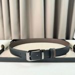1:1  Montblanc  Brown&Black Leather Belt with Silver Logo Buckle Needel Buckle  3.5cm